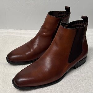 Men’s Karl Lagerfeld Leather Chelsea Cognac Brown Boots Size 10.5M